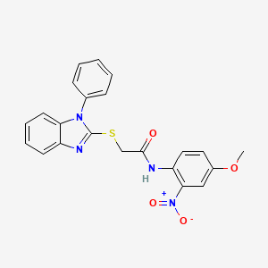 molecular formula C22H18N4O4S B4076545 N-(4-methoxy-2-nitrophenyl)-2-[(1-phenyl-1H-benzimidazol-2-yl)thio]acetamide 