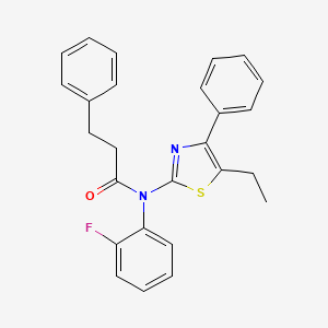 molecular formula C26H23FN2OS B4076576 N-(5-ethyl-4-phenyl-1,3-thiazol-2-yl)-N-(2-fluorophenyl)-3-phenylpropanamide 