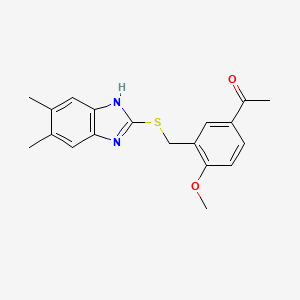 molecular formula C19H20N2O2S B4076622 1-(3-{[(5,6-dimethyl-1H-benzimidazol-2-yl)thio]methyl}-4-methoxyphenyl)ethanone 