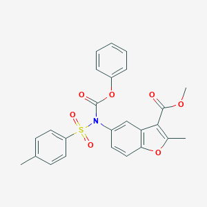molecular formula C25H21NO7S B407663 METHYL 2-METHYL-5-[N-(PHENOXYCARBONYL)4-METHYLBENZENESULFONAMIDO]-1-BENZOFURAN-3-CARBOXYLATE 