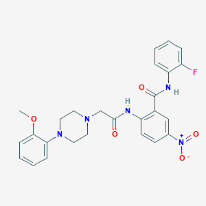 molecular formula C26H26FN5O5 B4076639 N-(2-fluorophenyl)-2-[[2-[4-(2-methoxyphenyl)piperazin-1-yl]acetyl]amino]-5-nitrobenzamide 