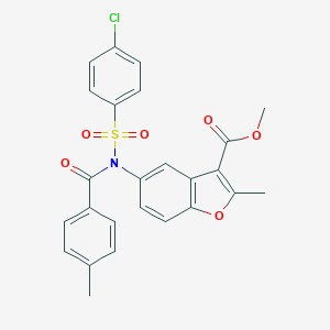 molecular formula C25H20ClNO6S B407665 METHYL 5-[N-(4-CHLOROBENZENESULFONYL)4-METHYLBENZAMIDO]-2-METHYL-1-BENZOFURAN-3-CARBOXYLATE 