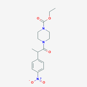 molecular formula C16H21N3O5 B4076655 ethyl 4-[2-(4-nitrophenyl)propanoyl]-1-piperazinecarboxylate 