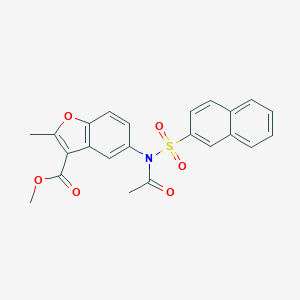 molecular formula C23H19NO6S B407668 Methyl 5-[acetyl(naphthalen-2-ylsulfonyl)amino]-2-methyl-1-benzofuran-3-carboxylate 
