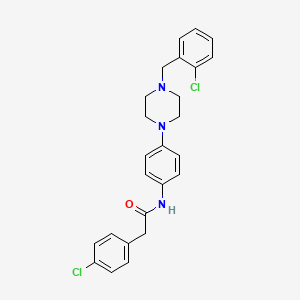 molecular formula C25H25Cl2N3O B4077328 N-{4-[4-(2-chlorobenzyl)piperazin-1-yl]phenyl}-2-(4-chlorophenyl)acetamide 