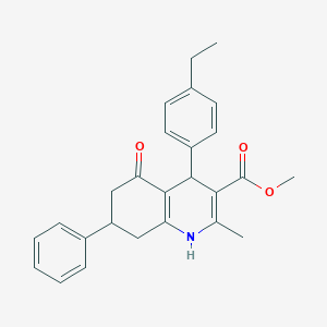 molecular formula C26H27NO3 B407740 Methyl 4-(4-ethylphenyl)-2-methyl-5-oxo-7-phenyl-1,4,5,6,7,8-hexahydroquinoline-3-carboxylate 