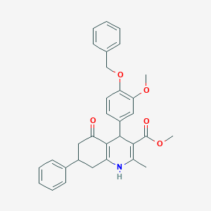 molecular formula C32H31NO5 B407742 Methyl 4-[4-(benzyloxy)-3-methoxyphenyl]-2-methyl-5-oxo-7-phenyl-1,4,5,6,7,8-hexahydroquinoline-3-carboxylate 