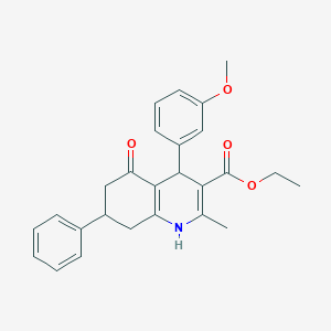 molecular formula C26H27NO4 B407750 ethyl 4-(3-methoxyphenyl)-2-methyl-5-oxo-7-phenyl-1,4,5,6,7,8-hexahydroquinoline-3-carboxylate 