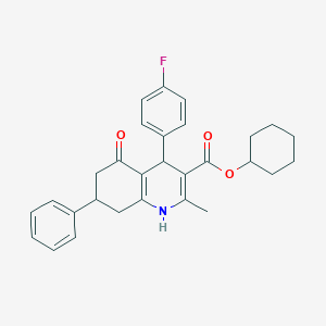 molecular formula C29H30FNO3 B407752 cyclohexyl 4-(4-fluorophenyl)-2-methyl-5-oxo-7-phenyl-1,4,5,6,7,8-hexahydroquinoline-3-carboxylate 