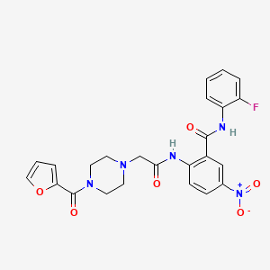 molecular formula C24H22FN5O6 B4077525 N-(2-fluorophenyl)-2-[[2-[4-(furan-2-carbonyl)piperazin-1-yl]acetyl]amino]-5-nitrobenzamide 