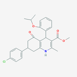 molecular formula C27H28ClNO4 B407754 Methyl 7-(4-chlorophenyl)-2-methyl-5-oxo-4-[2-(propan-2-yloxy)phenyl]-1,4,5,6,7,8-hexahydroquinoline-3-carboxylate 