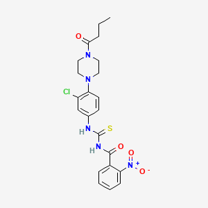 molecular formula C22H24ClN5O4S B4077569 N-{[4-(4-butanoylpiperazin-1-yl)-3-chlorophenyl]carbamothioyl}-2-nitrobenzamide 