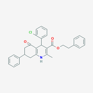 molecular formula C31H28ClNO3 B407758 2-Phenylethyl 4-(2-chlorophenyl)-2-methyl-5-oxo-7-phenyl-1,4,5,6,7,8-hexahydroquinoline-3-carboxylate 