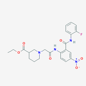 molecular formula C23H25FN4O6 B4077684 Ethyl 1-[2-[2-[(2-fluorophenyl)carbamoyl]-4-nitroanilino]-2-oxoethyl]piperidine-3-carboxylate 