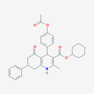 molecular formula C31H33NO5 B407776 Cyclohexyl 4-[4-(acetyloxy)phenyl]-2-methyl-5-oxo-7-phenyl-1,4,5,6,7,8-hexahydroquinoline-3-carboxylate 