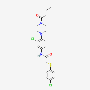 molecular formula C22H25Cl2N3O2S B4077952 N-[4-(4-butanoylpiperazin-1-yl)-3-chlorophenyl]-2-[(4-chlorophenyl)sulfanyl]acetamide 