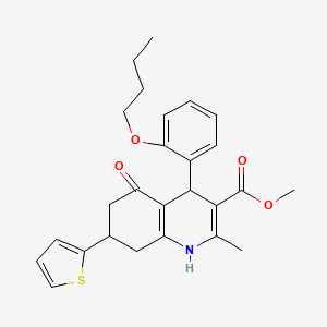 molecular formula C26H29NO4S B4078102 Methyl 4-(2-butoxyphenyl)-2-methyl-5-oxo-7-(thiophen-2-yl)-1,4,5,6,7,8-hexahydroquinoline-3-carboxylate 