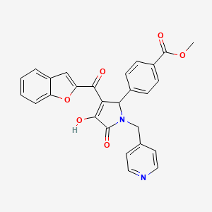 molecular formula C27H20N2O6 B4078229 methyl 4-[3-(1-benzofuran-2-carbonyl)-4-hydroxy-5-oxo-1-[(pyridin-4-yl)methyl]-2,5-dihydro-1H-pyrrol-2-yl]benzoate 