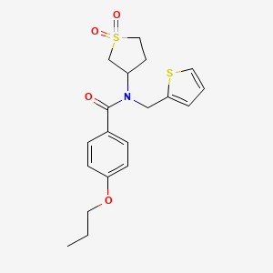 molecular formula C19H23NO4S2 B4078265 N-(1,1-dioxidotetrahydrothiophen-3-yl)-4-propoxy-N-(thiophen-2-ylmethyl)benzamide 