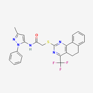 molecular formula C25H20F3N5OS B4078365 N-(3-METHYL-1-PHENYL-1H-PYRAZOL-5-YL)-2-{[4-(TRIFLUOROMETHYL)-5H,6H-BENZO[H]QUINAZOLIN-2-YL]SULFANYL}ACETAMIDE 