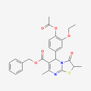 molecular formula C26H26N2O6S B4078369 BENZYL 5-[4-(ACETYLOXY)-3-ETHOXYPHENYL]-2,7-DIMETHYL-3-OXO-2H,3H,5H-[1,3]THIAZOLO[3,2-A]PYRIMIDINE-6-CARBOXYLATE 