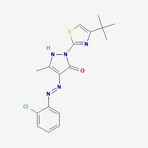 molecular formula C17H18ClN5OS B407840 (4E)-2-(4-tert-butyl-1,3-thiazol-2-yl)-4-[2-(2-chlorophenyl)hydrazinylidene]-5-methyl-2,4-dihydro-3H-pyrazol-3-one 
