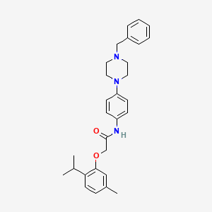 molecular formula C29H35N3O2 B4078412 N-[4-(4-benzylpiperazin-1-yl)phenyl]-2-[5-methyl-2-(propan-2-yl)phenoxy]acetamide 