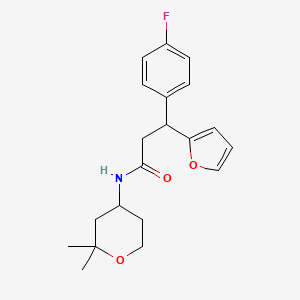 molecular formula C20H24FNO3 B4078477 N-(2,2-dimethyltetrahydro-2H-pyran-4-yl)-3-(4-fluorophenyl)-3-(furan-2-yl)propanamide 