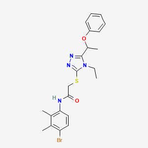 molecular formula C22H25BrN4O2S B4078539 N-(4-bromo-2,3-dimethylphenyl)-2-{[4-ethyl-5-(1-phenoxyethyl)-4H-1,2,4-triazol-3-yl]sulfanyl}acetamide 