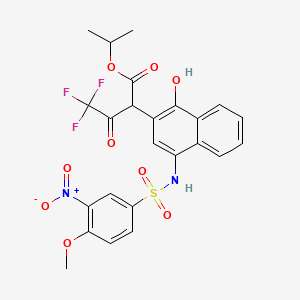 molecular formula C24H21F3N2O9S B4078586 Propan-2-yl 4,4,4-trifluoro-2-(1-hydroxy-4-{[(4-methoxy-3-nitrophenyl)sulfonyl]amino}naphthalen-2-yl)-3-oxobutanoate 