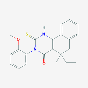 molecular formula C22H22N2O2S B4078593 5-ETHYL-3-(2-METHOXYPHENYL)-5-METHYL-2-SULFANYLIDENE-1H,2H,3H,4H,5H,6H-BENZO[H]QUINAZOLIN-4-ONE 