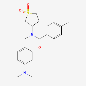 molecular formula C21H26N2O3S B4078710 N-[4-(dimethylamino)benzyl]-N-(1,1-dioxidotetrahydrothiophen-3-yl)-4-methylbenzamide 