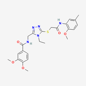 molecular formula C24H29N5O5S B4078740 N-{[4-ethyl-5-({2-[(2-methoxy-5-methylphenyl)amino]-2-oxoethyl}sulfanyl)-4H-1,2,4-triazol-3-yl]methyl}-3,4-dimethoxybenzamide 