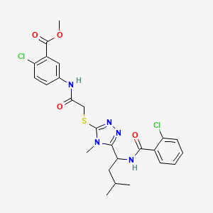 molecular formula C25H27Cl2N5O4S B4078789 methyl 2-chloro-5-[({[5-(1-{[(2-chlorophenyl)carbonyl]amino}-3-methylbutyl)-4-methyl-4H-1,2,4-triazol-3-yl]sulfanyl}acetyl)amino]benzoate 