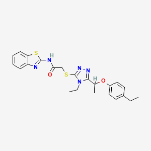 molecular formula C23H25N5O2S2 B4078820 N-(1,3-benzothiazol-2-yl)-2-({4-ethyl-5-[1-(4-ethylphenoxy)ethyl]-4H-1,2,4-triazol-3-yl}sulfanyl)acetamide 