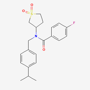 molecular formula C21H24FNO3S B4078821 N-(1,1-dioxidotetrahydrothiophen-3-yl)-4-fluoro-N-[4-(propan-2-yl)benzyl]benzamide 