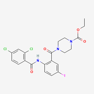 molecular formula C21H20Cl2IN3O4 B4078964 Ethyl 4-[2-[(2,4-dichlorobenzoyl)amino]-5-iodobenzoyl]piperazine-1-carboxylate 