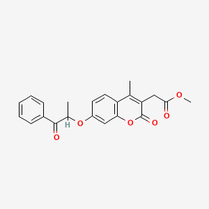 molecular formula C22H20O6 B4079018 methyl {4-methyl-2-oxo-7-[(1-oxo-1-phenylpropan-2-yl)oxy]-2H-chromen-3-yl}acetate 