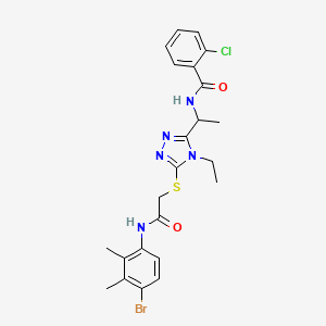 molecular formula C23H25BrClN5O2S B4079024 N-{1-[5-({2-[(4-bromo-2,3-dimethylphenyl)amino]-2-oxoethyl}sulfanyl)-4-ethyl-4H-1,2,4-triazol-3-yl]ethyl}-2-chlorobenzamide 