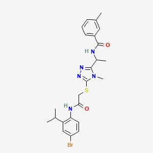 molecular formula C24H28BrN5O2S B4079033 N-(1-{5-[(2-{[4-bromo-2-(propan-2-yl)phenyl]amino}-2-oxoethyl)sulfanyl]-4-methyl-4H-1,2,4-triazol-3-yl}ethyl)-3-methylbenzamide 