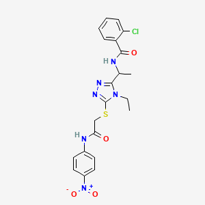 molecular formula C21H21ClN6O4S B4079050 2-chloro-N-{1-[4-ethyl-5-({2-[(4-nitrophenyl)amino]-2-oxoethyl}sulfanyl)-4H-1,2,4-triazol-3-yl]ethyl}benzamide 