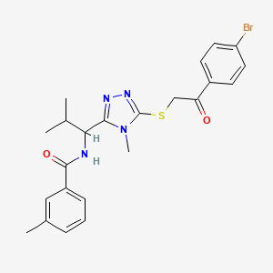 molecular formula C23H25BrN4O2S B4079107 N-[1-(5-{[2-(4-bromophenyl)-2-oxoethyl]sulfanyl}-4-methyl-4H-1,2,4-triazol-3-yl)-2-methylpropyl]-3-methylbenzamide 