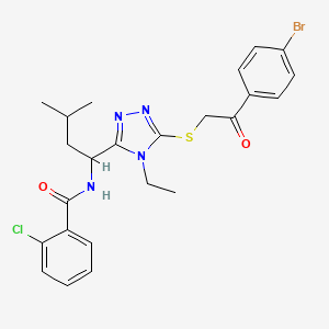 molecular formula C24H26BrClN4O2S B4079113 N-[1-(5-{[2-(4-bromophenyl)-2-oxoethyl]sulfanyl}-4-ethyl-4H-1,2,4-triazol-3-yl)-3-methylbutyl]-2-chlorobenzamide 