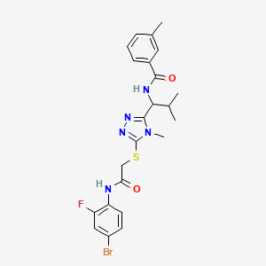 molecular formula C23H25BrFN5O2S B4079151 N-{1-[5-({2-[(4-bromo-2-fluorophenyl)amino]-2-oxoethyl}sulfanyl)-4-methyl-4H-1,2,4-triazol-3-yl]-2-methylpropyl}-3-methylbenzamide 