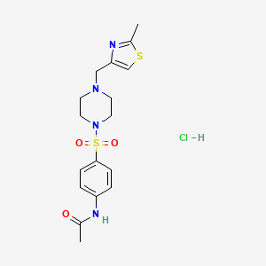 molecular formula C17H23ClN4O3S2 B4079245 N-[4-[4-[(2-methyl-1,3-thiazol-4-yl)methyl]piperazin-1-yl]sulfonylphenyl]acetamide;hydrochloride 
