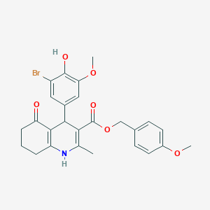 molecular formula C26H26BrNO6 B407925 (4-METHOXYPHENYL)METHYL 4-(3-BROMO-4-HYDROXY-5-METHOXYPHENYL)-2-METHYL-5-OXO-1,4,5,6,7,8-HEXAHYDROQUINOLINE-3-CARBOXYLATE 
