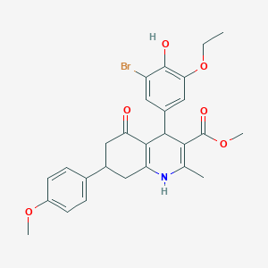 molecular formula C27H28BrNO6 B407927 methyl 4-(3-bromo-5-ethoxy-4-hydroxyphenyl)-7-(4-methoxyphenyl)-2-methyl-5-oxo-1,4,5,6,7,8-hexahydroquinoline-3-carboxylate 