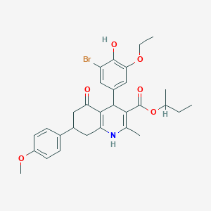 molecular formula C30H34BrNO6 B407931 Butan-2-yl 4-(3-bromo-5-ethoxy-4-hydroxyphenyl)-7-(4-methoxyphenyl)-2-methyl-5-oxo-1,4,5,6,7,8-hexahydroquinoline-3-carboxylate 