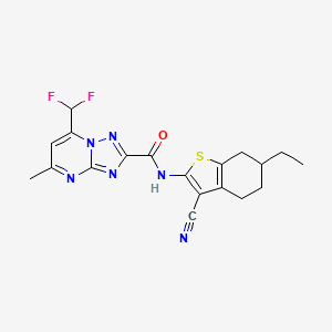 molecular formula C19H18F2N6OS B4079326 N-(3-cyano-6-ethyl-4,5,6,7-tetrahydro-1-benzothiophen-2-yl)-7-(difluoromethyl)-5-methyl[1,2,4]triazolo[1,5-a]pyrimidine-2-carboxamide 