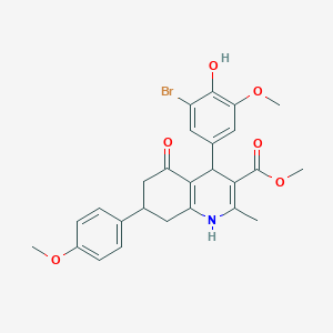 molecular formula C26H26BrNO6 B407936 METHYL 4-(3-BROMO-4-HYDROXY-5-METHOXYPHENYL)-7-(4-METHOXYPHENYL)-2-METHYL-5-OXO-1,4,5,6,7,8-HEXAHYDROQUINOLINE-3-CARBOXYLATE 